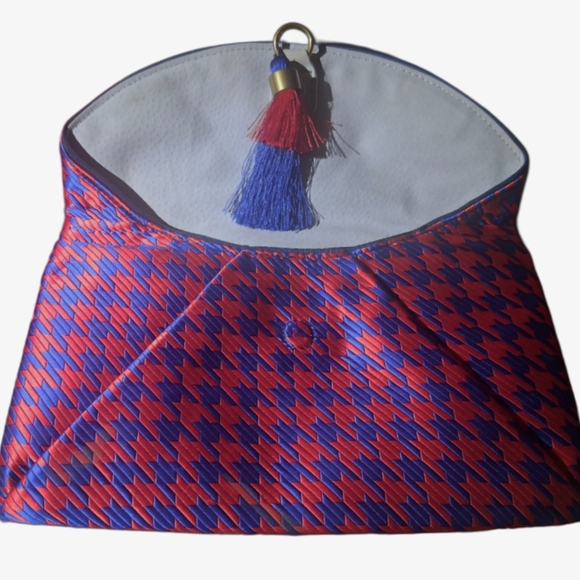 J. Crew Red and Blue Houndstooth Clutch - Picture 3 of 4